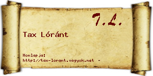Tax Lóránt névjegykártya